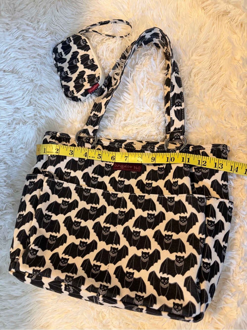 Bungalow 360 Bat/Black & White Patterned Tote with Matching Wristlet - Picture 6 of 11